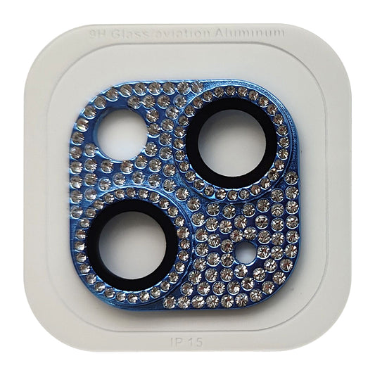 Uniqkart For iPhone 15 / 15 Plus Crystal Clear Camera Lens Protector Aluminum Alloy + Tempered Glass Lens Film - Navy Blue