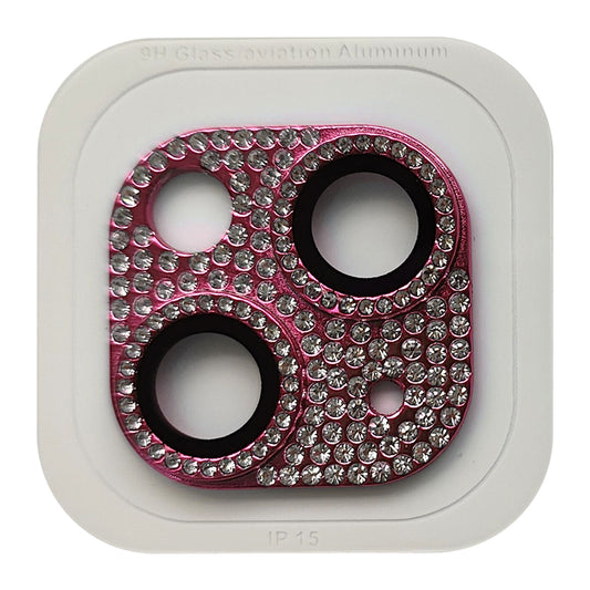 Uniqkart For iPhone 15 / 15 Plus Crystal Clear Camera Lens Protector Aluminum Alloy + Tempered Glass Lens Film - Red