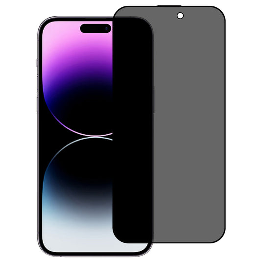 Uniqkart for iPhone 15 Pro Full Glue 180 Degree Anti-Spy Silk Printing Full Screen Protector Tempered Glass Film