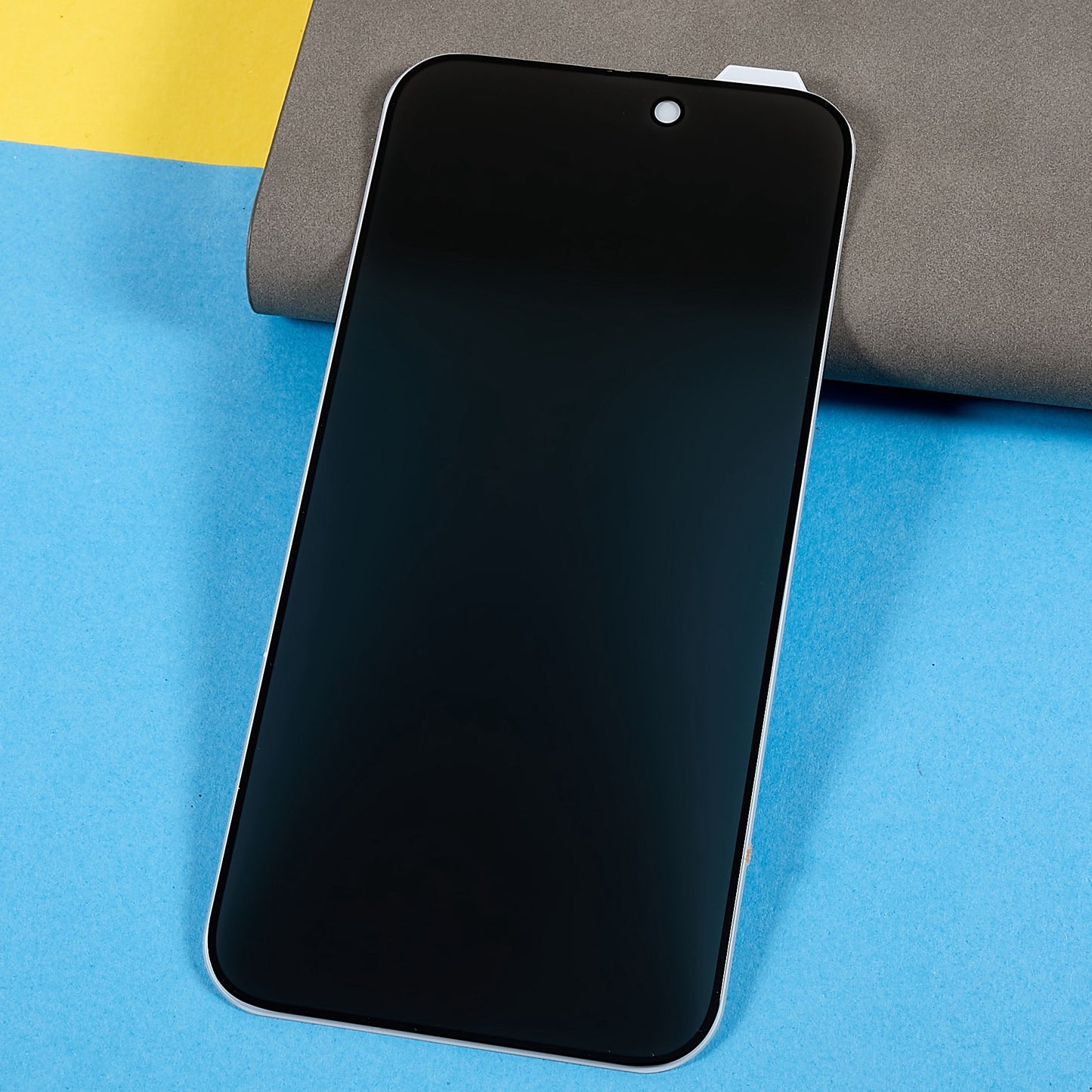 Uniqkart for iPhone 15 Pro Full Glue 180 Degree Anti-Spy Silk Printing Full Screen Protector Tempered Glass Film