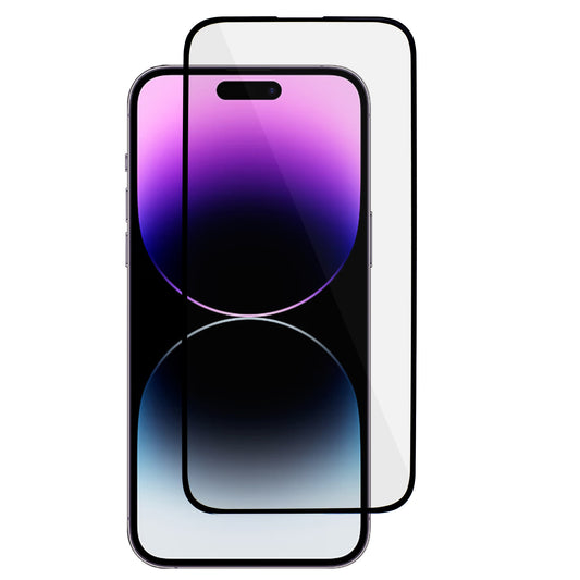 Uniqkart For iPhone 15 Pro Silk Printing Screen Protector High Aluminum-silicon Glass 3D Arc Edge Cold Carving Full Glue Film