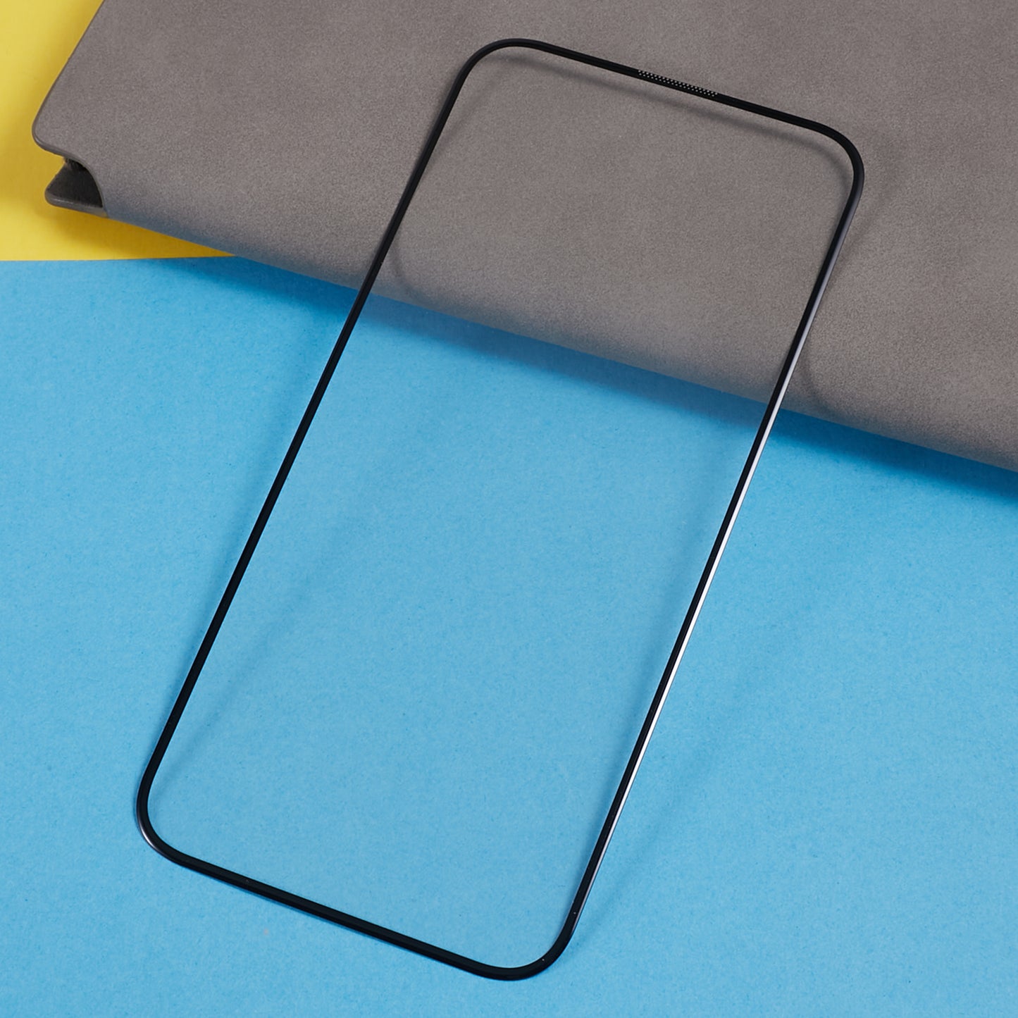 Uniqkart For iPhone 15 Pro Max Silk Printing High Aluminum-silicon Glass Film Anti-Dust 3D Arc Edge Cold Carving Screen Protector