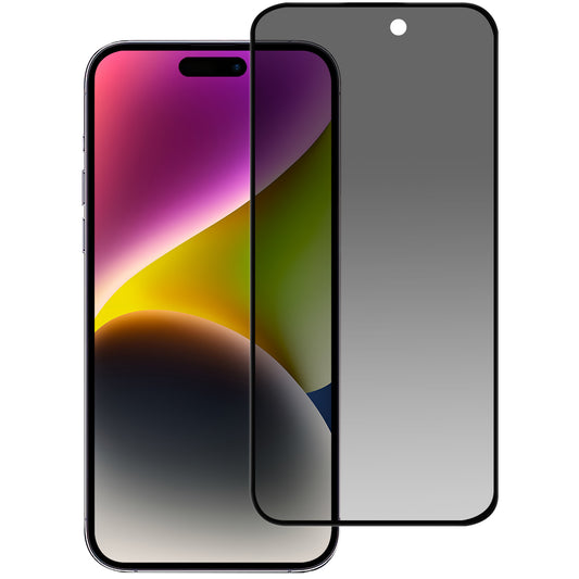 Uniqkart for iPhone 15 Pro Anti-spy Tempered Glass Phone Screen Protector 2.5D Arc Edge Anti-explosion Film