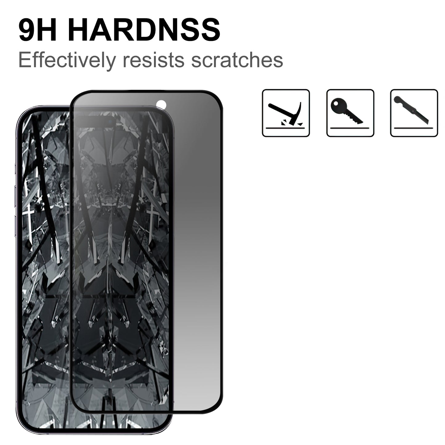 Uniqkart for iPhone 15 Pro Anti-spy Tempered Glass Phone Screen Protector 2.5D Arc Edge Anti-explosion Film