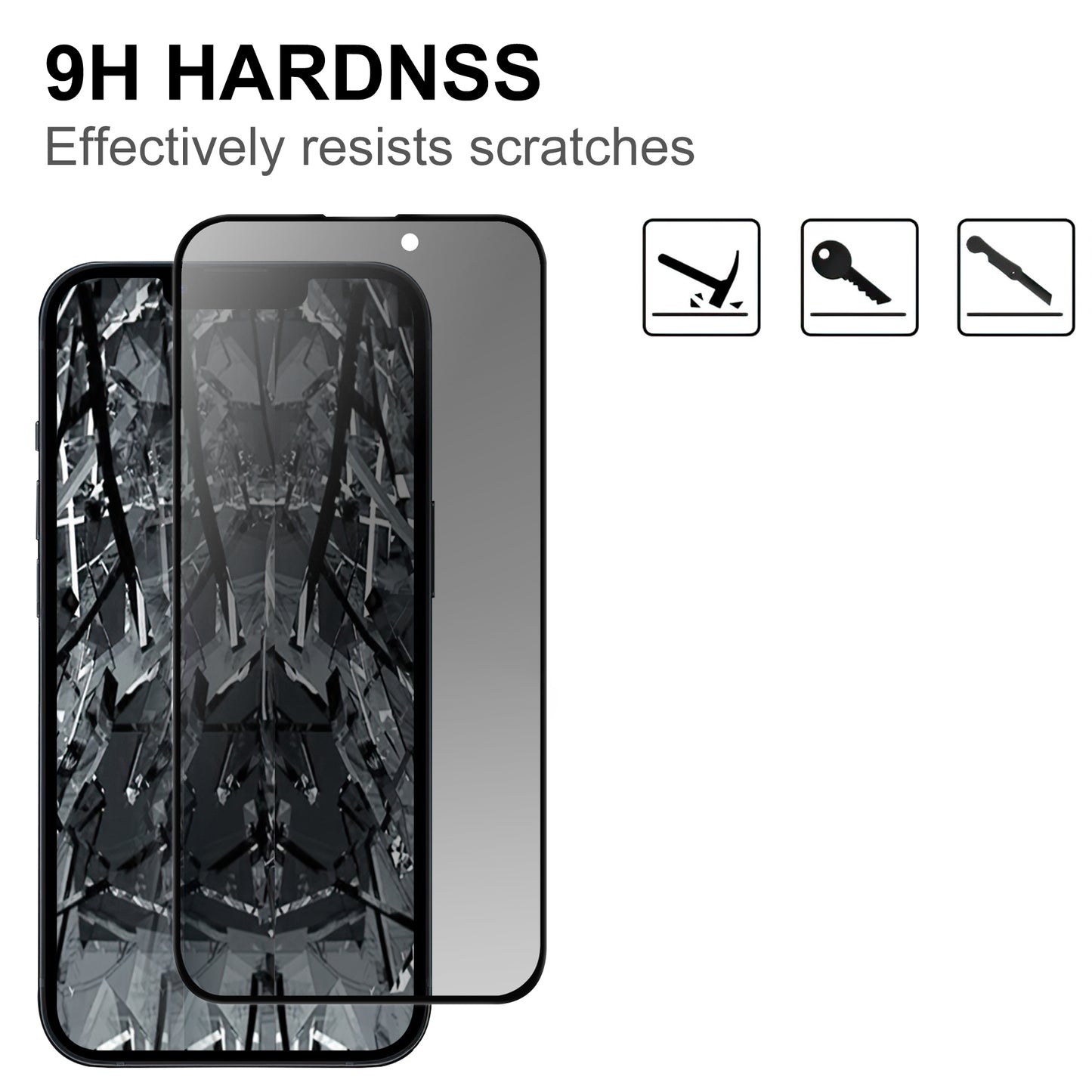Anti-spy Privacy Protection Screen Protector for iPhone 15 , 2.5D Arc Edge Tempered Glass Phone Screen Film