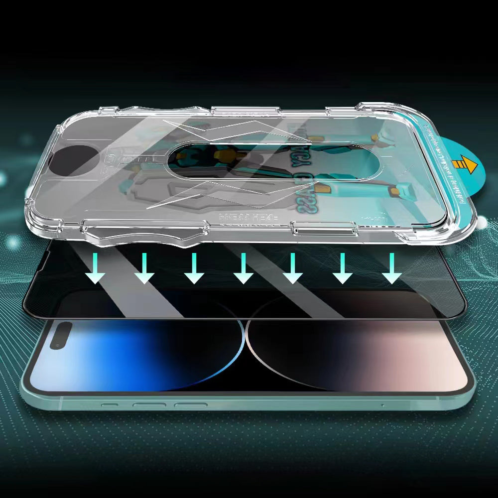Uniqkart For iPhone 15 Pro Max 28 Degree Privacy Protection Screen Protector Anti-spy Tempered Glass Film