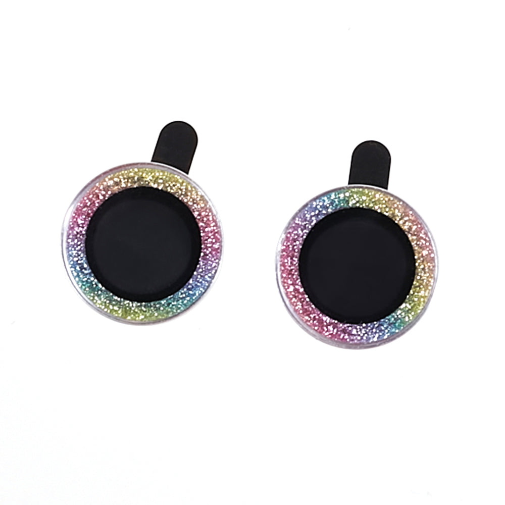 Uniqkart for iPhone 15 / 15 Plus Camera Lens Protector Set Bling Glitter Metal Ring Tempered Glass Lens Film - Multi-color