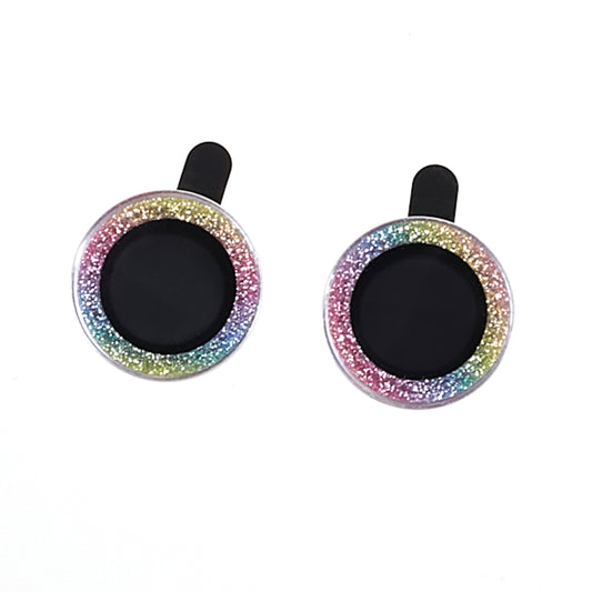 Uniqkart for iPhone 15 / 15 Plus Camera Lens Protector Set Bling Glitter Metal Ring Tempered Glass Lens Film - Multi-color