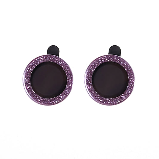 Uniqkart for iPhone 15 / 15 Plus Camera Lens Protector Set Bling Glitter Metal Ring Tempered Glass Lens Film - Purple
