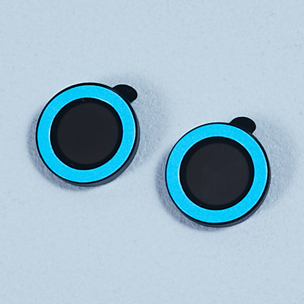 Uniqkart for iPhone 15 / 15 Plus Camera Lens Protector Set Luminous Ring Tempered Glass Back Lens Film - Blue