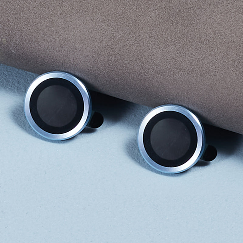 Uniqkart for iPhone 15 / 15 Plus Camera Lens Protector Set Electroplating Ring HD Tempered Glass Lens Film - Blue