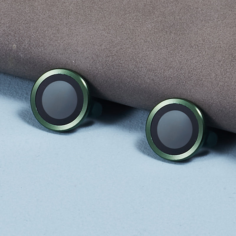 Uniqkart for iPhone 15 / 15 Plus Camera Lens Protector Set Electroplating Ring HD Tempered Glass Lens Film - Green