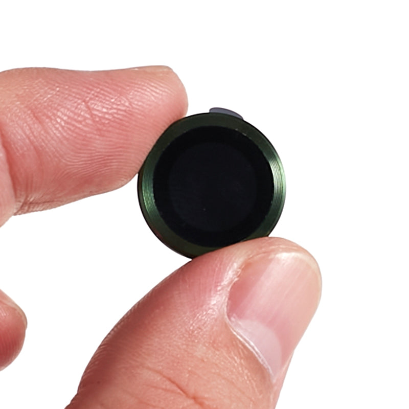 Uniqkart for iPhone 15 / 15 Plus Camera Lens Protector Set Electroplating Ring HD Tempered Glass Lens Film - Green