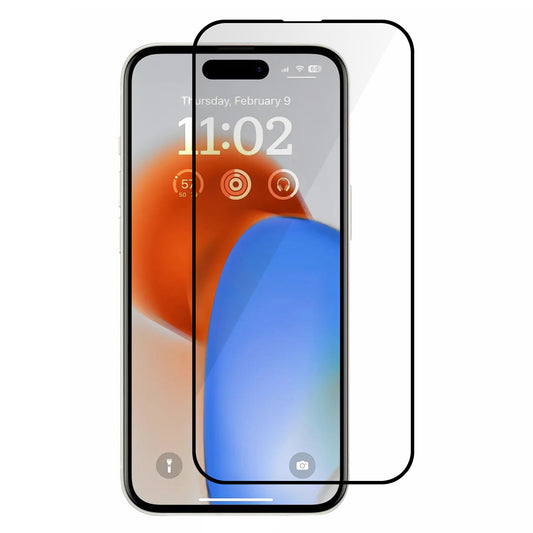 Uniqkart for iPhone 15 Tempered Glass Screen Protector Silk Printing Diamond Cut Edge Full Coverage HD Clear Film