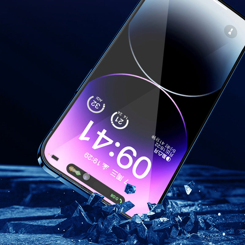 Uniqkart For iPhone 14 Pro Max / 15 Plus Anti-spy Full Screen Protector 2.5D Silk Printing Full Glue Tempered Glass Film