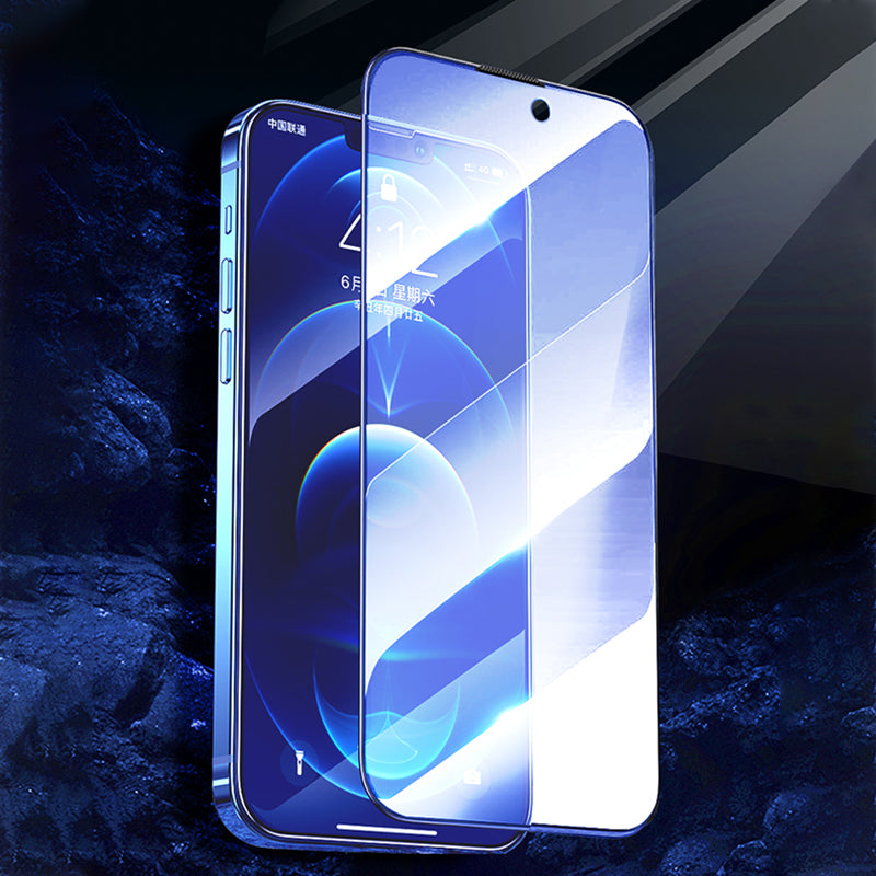 Uniqkart For iPhone 14 Pro Max / 15 Plus Anti-spy Full Screen Protector 2.5D Silk Printing Full Glue Tempered Glass Film
