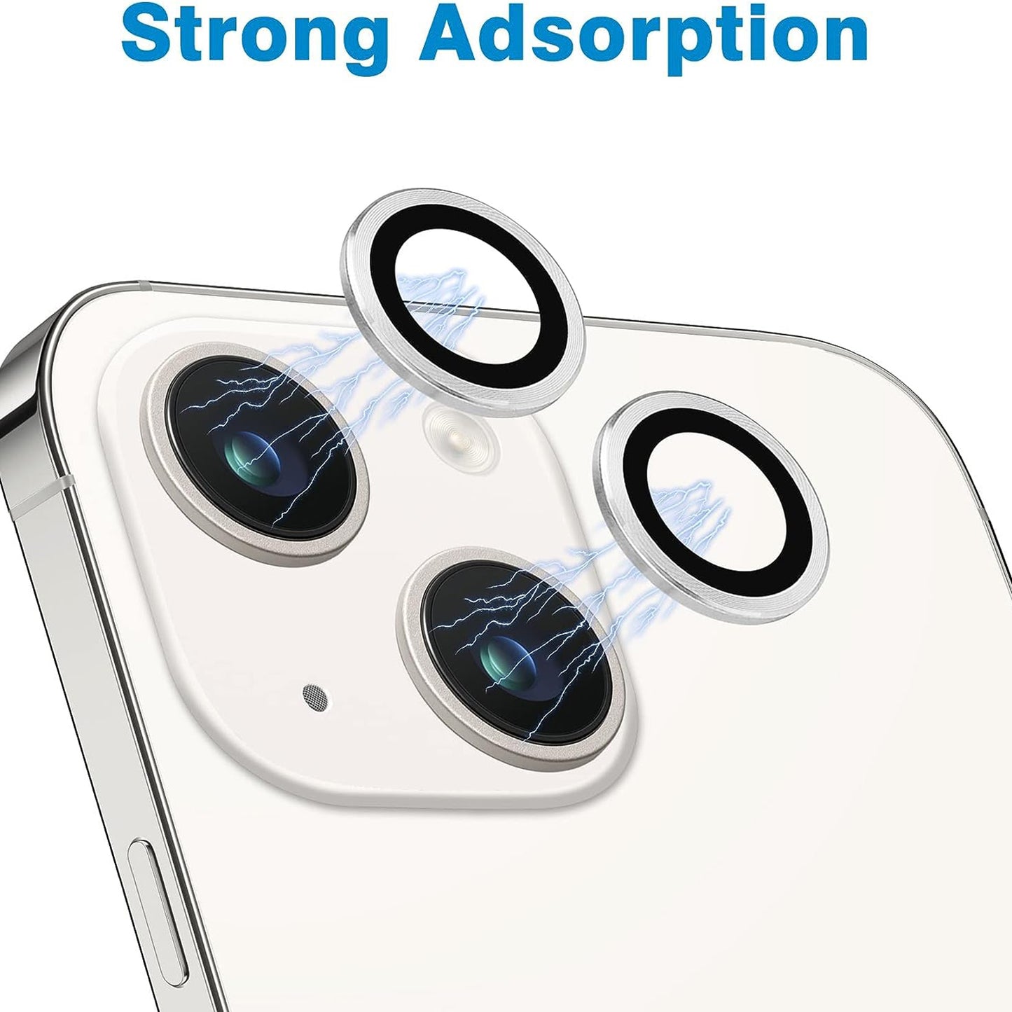 Uniqkart for iPhone 15 / 15 Plus Camera Lens Protector Set CD Vein Tempered Glass + Metal Ring Lens Film - Silver
