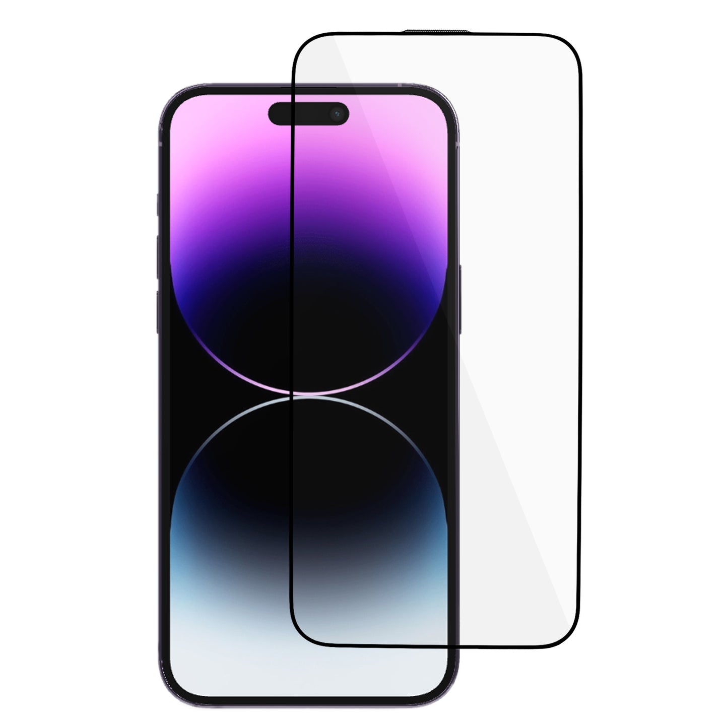 Uniqkart for iPhone 15 Plus Thick Glue Screen Protector Silk Printing High Aluminum-silicon Glass Full Cover Film with Anti-dust Net
