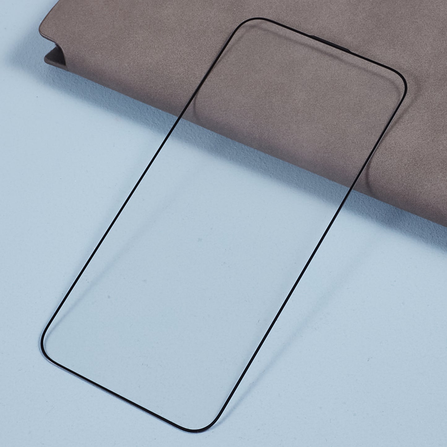 Uniqkart for iPhone 15 Plus Silk Printing Anti-scratch Full Screen Protector Full Glue Tempered Glass Film with Dust-proof Net
