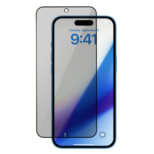 Uniqkart for iPhone 15 Plus 360 Degrees Anti-spy Film Full Glue Anti-scratch Tempered Glass Full Screen Protector