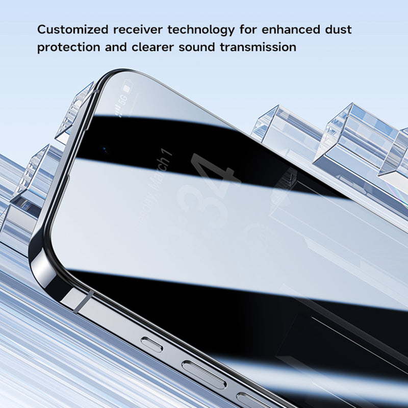 Uniqkart 0.3mm High Aluminum-silicon Glass Screen Protector for iPhone 15 Pro Anti-spy Scratch-resistant Screen Film