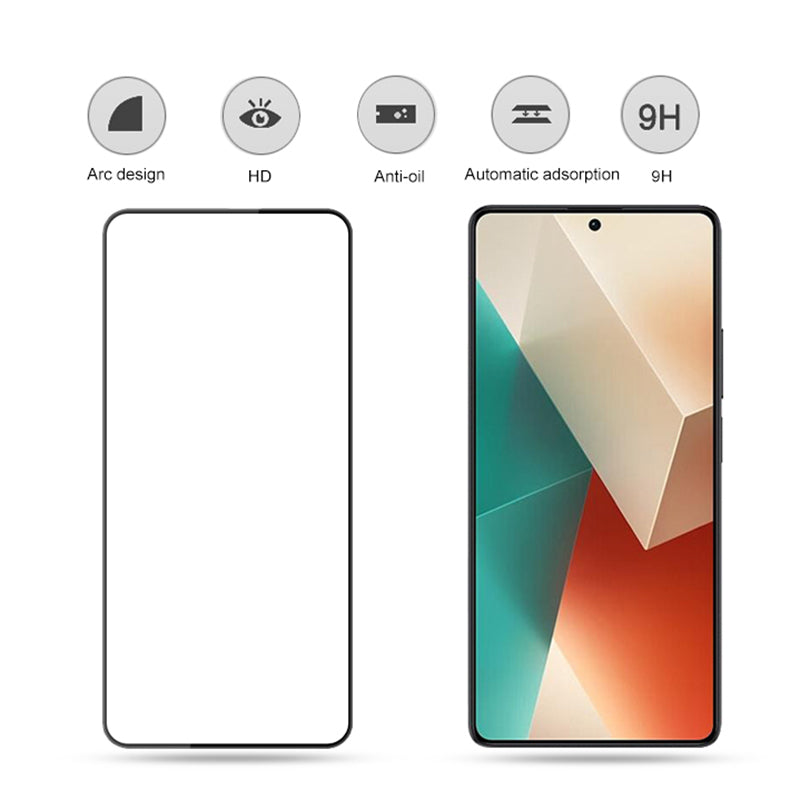 MOCOLO For Xiaomi Redmi Note 13 5G Full Screen Protector High-Definition Tempered Glass Silk Printing Film - Black