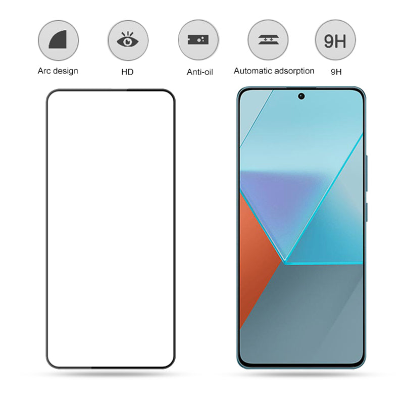 MOCOLO For Xiaomi Redmi Note 13 Pro 5G Silk Printing Film HD Clear Tempered Glass Full Screen Protector - Black