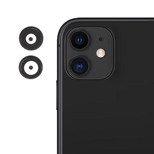 OEM Camera Lens Screen Ring Cover with Glass Lens Film for iPhone 11 6.1 inch - Black