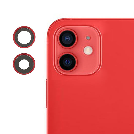 OEM Back Rear Camera Lens Ring Cover with Glass Lens Replacement Part for iPhone 12 / 12 mini - Red