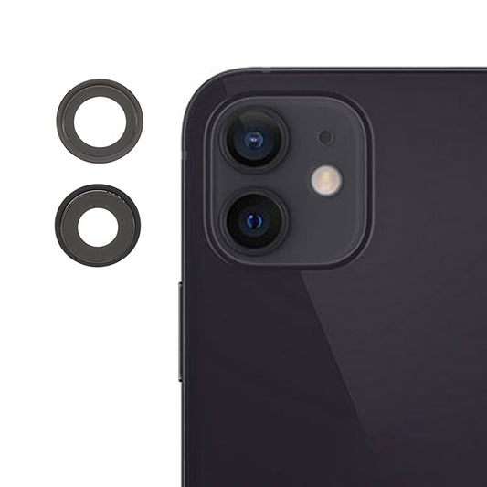 OEM Back Rear Camera Lens Ring Cover with Glass Lens Replacement Part for iPhone 12 / 12 mini - Black