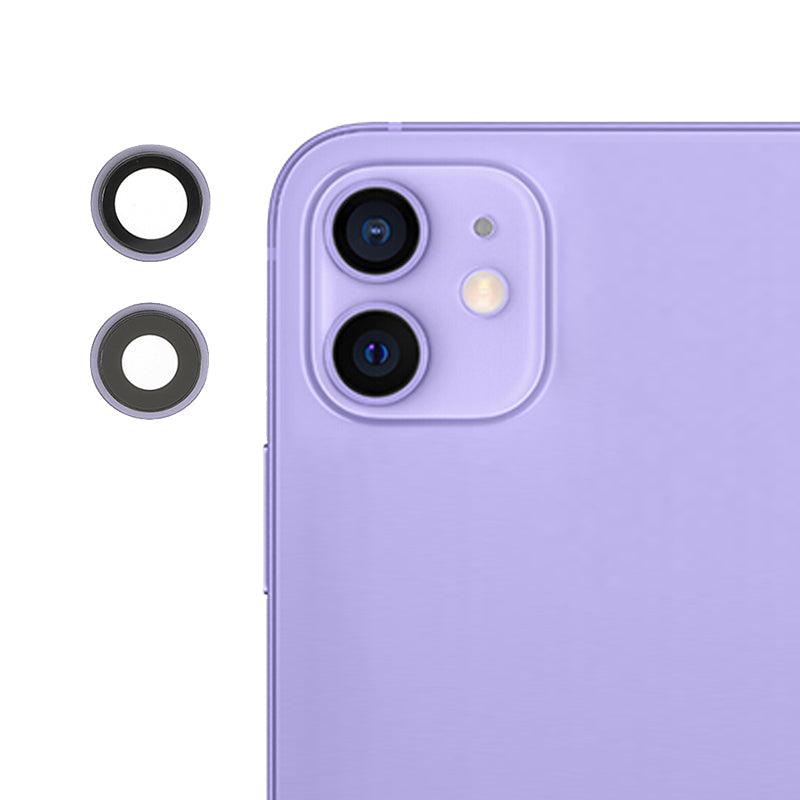 OEM Back Rear Camera Lens Ring Cover with Glass Lens Replacement Part for iPhone 12 / 12 mini - Purple