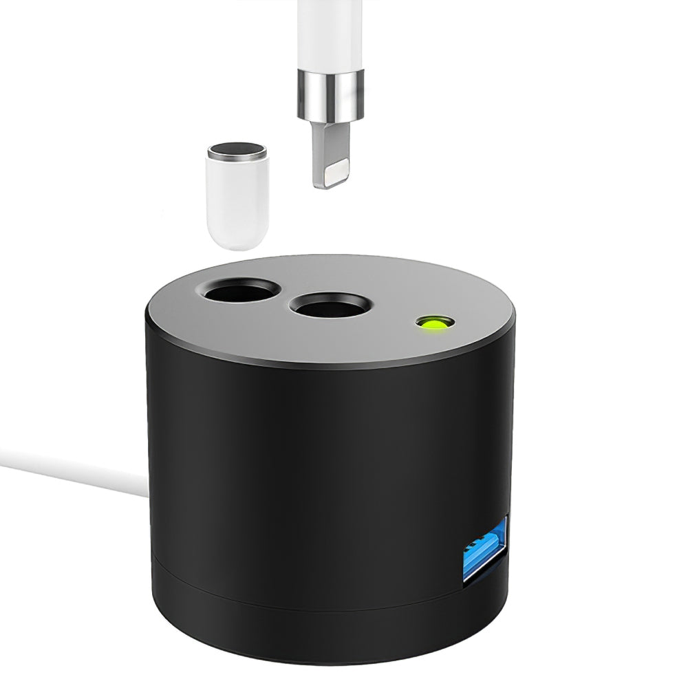 Desktop Charger Adapter for Apple Pencil (1st Generation) Charging Station with LED Light, USB Interface - Black