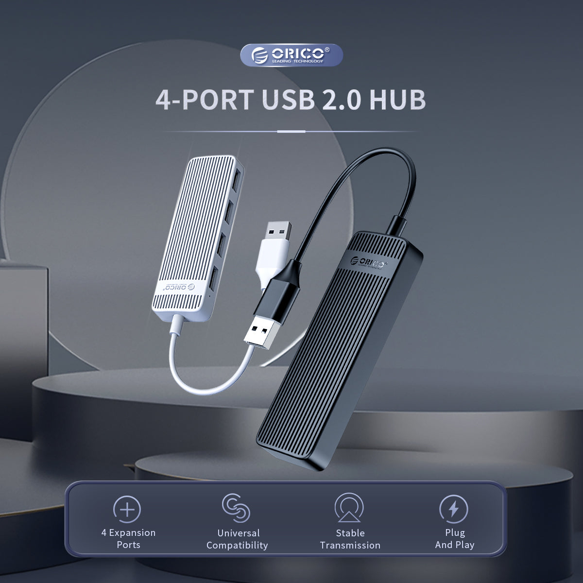 Uniqkart FL02 Multi-Port USB2.0 Hub Mini Portable Mini USB Adapter High-speed Sync Converter for Laptops - White