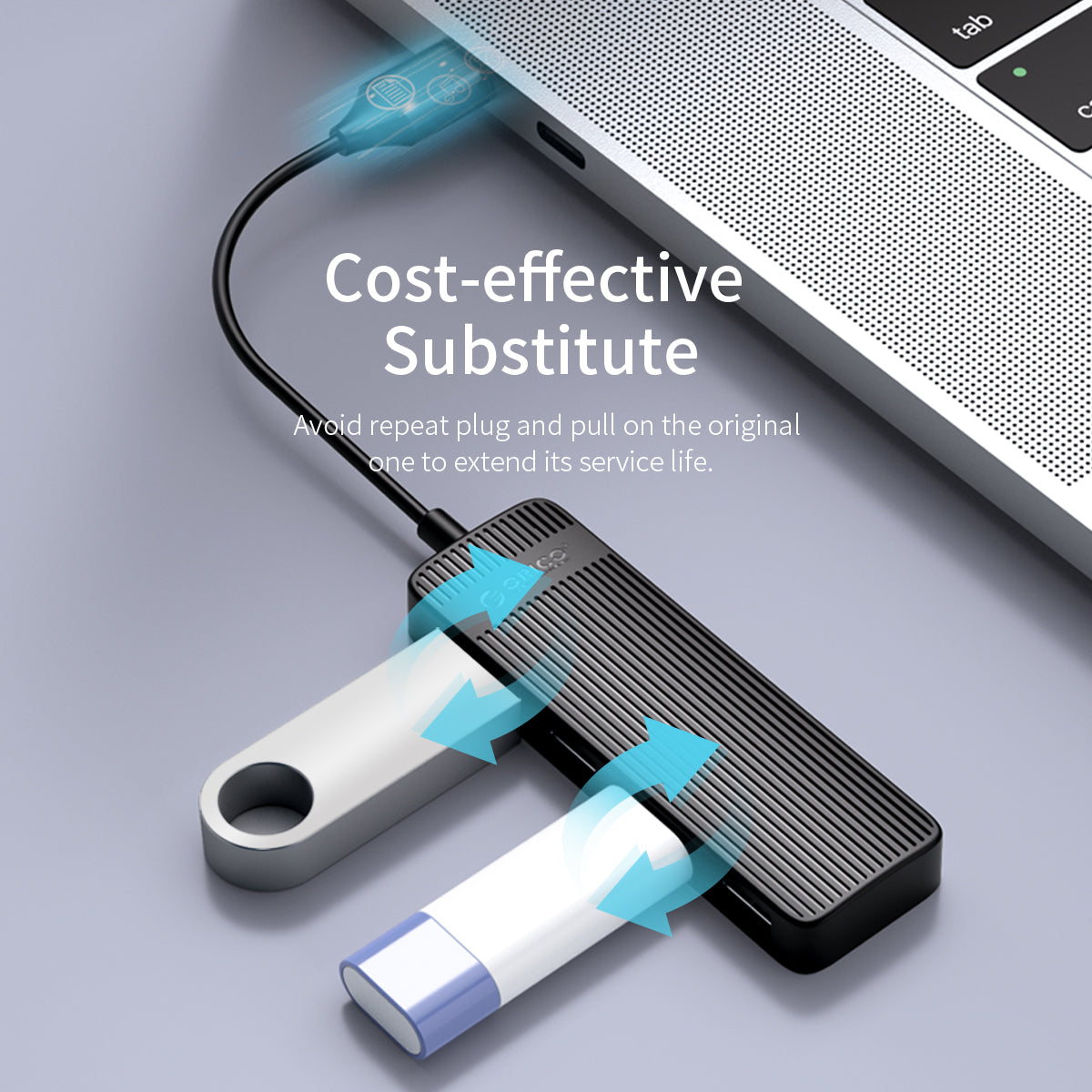 Uniqkart FL02 Multi-Port USB2.0 Hub Mini Portable Mini USB Adapter High-speed Sync Converter for Laptops - White