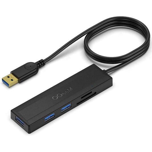 Uniqkart QG-UH05-1A 5 in 1 Ultra Slim USB A Docking Station Multi-Port USB Hub to 3 USB 3.0 SD/TF Card Reader Adapter with 0.8m Extended Cable