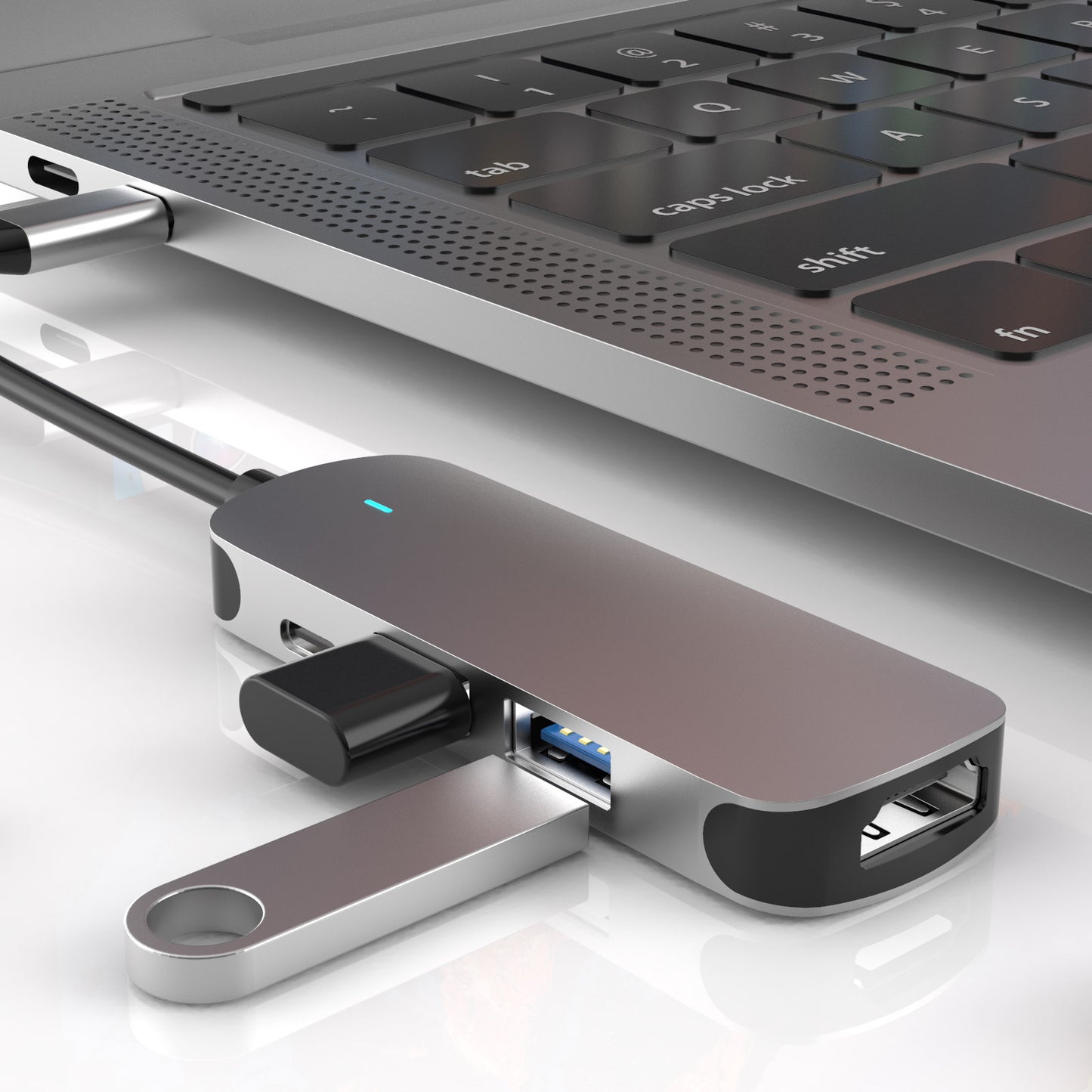 BX4H-PD Type-C Docking Station 4 in 1 USB Hub Adapter Type-C to USB3.0 + USB2.0 + HD + Type-C Converter Support 4Kx2K/30Hz PD Fast Charging for Laptops