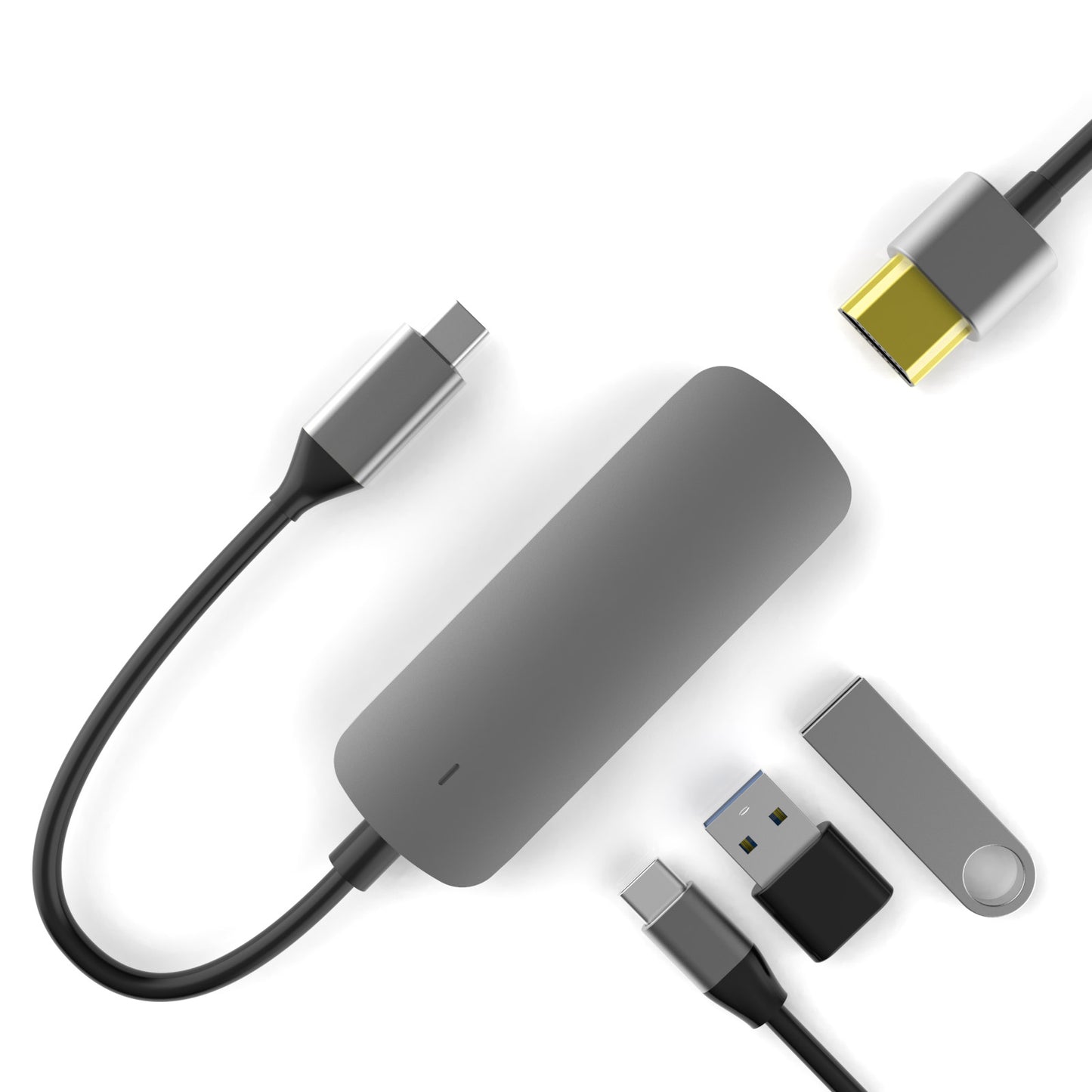 BX4H-PD Type-C Docking Station 4 in 1 USB Hub Adapter Type-C to USB3.0 + USB2.0 + HD + Type-C Converter Support 4Kx2K/30Hz PD Fast Charging for Laptops