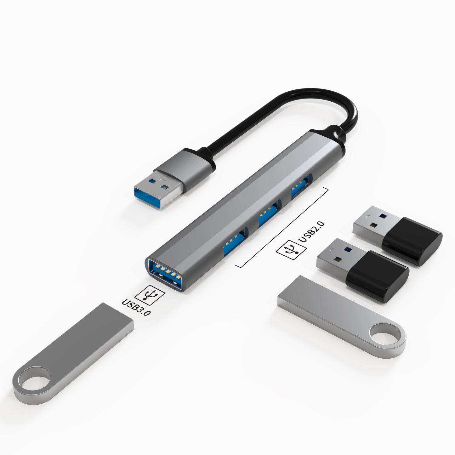 U4-A 4 in 1 USB Hub 3x USB 2.0 + 1x USB 3.0 Adapter 5Gbps High Speed Splitter