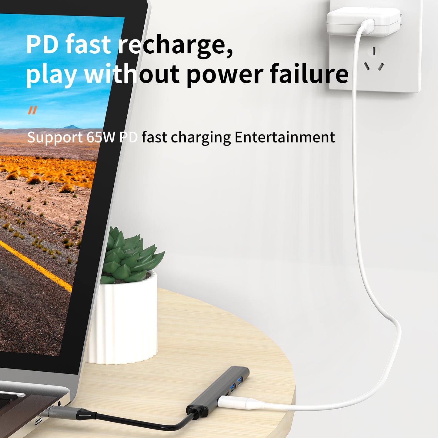 U5-C USB C Hub to 1xUSB 3.0+2xUSB 2.0+PD Charging Port+USB C Port Ultra Slim Data Hub for Notebook PC / Laptop / USB Flash Drives / Mobile HDD / Mouse