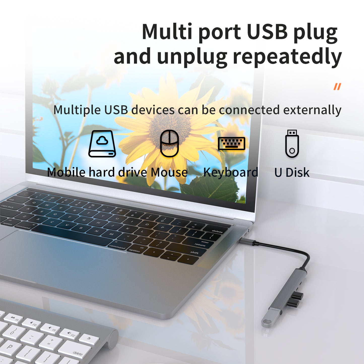 U5-C USB C Hub to 1xUSB 3.0+2xUSB 2.0+PD Charging Port+USB C Port Ultra Slim Data Hub for Notebook PC / Laptop / USB Flash Drives / Mobile HDD / Mouse