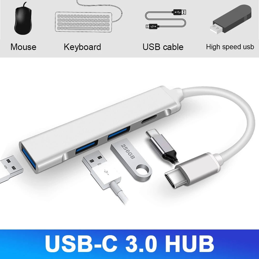C809-C 4 in 1 Type C Hub for MacBook Pro Lenovo Xiaomi 1x USB3.0+2x USB2.0+1x Type-C 2.0 Converter