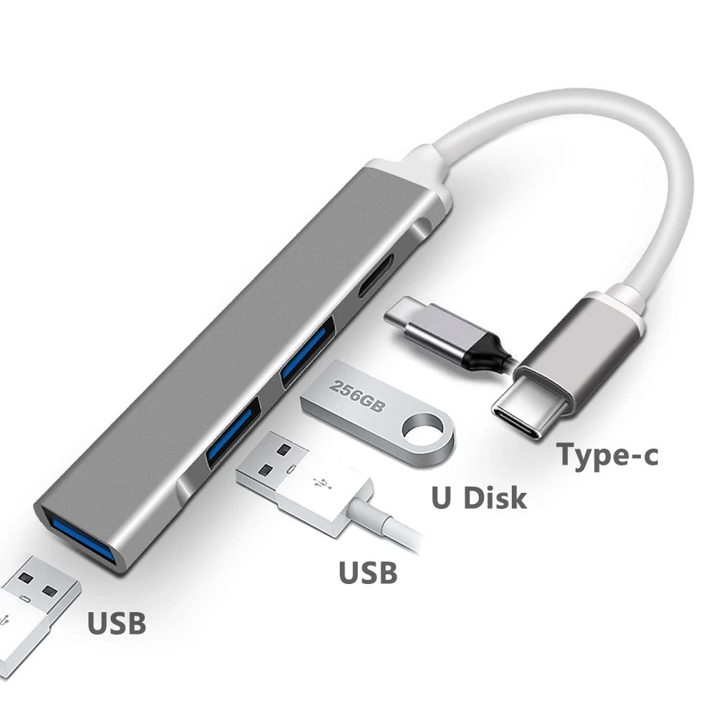 C809-C 4 in 1 Type C Hub for MacBook Pro Lenovo Xiaomi 1x USB3.0+2x USB2.0+1x Type-C 2.0 Converter
