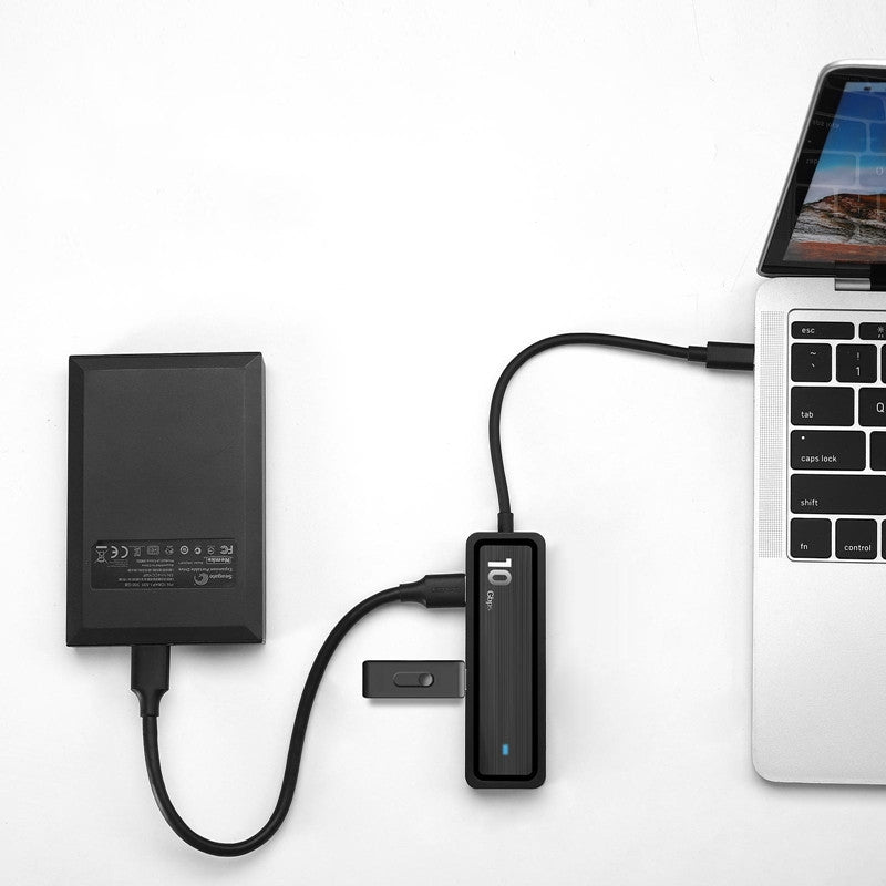 HU-002 USB Hub 6-Port Adapter 10Gbps High Speed Transfer with 4xUSB 3.2 Ports and 2 Card Reader Slots for Computers