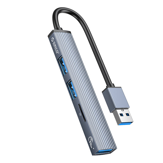 Uniqkart AH-A12F 4-Port USB3.0 HUB USB to USB3.0+USB2.0+TF Card Slot Adapter Converter Support Card Reader