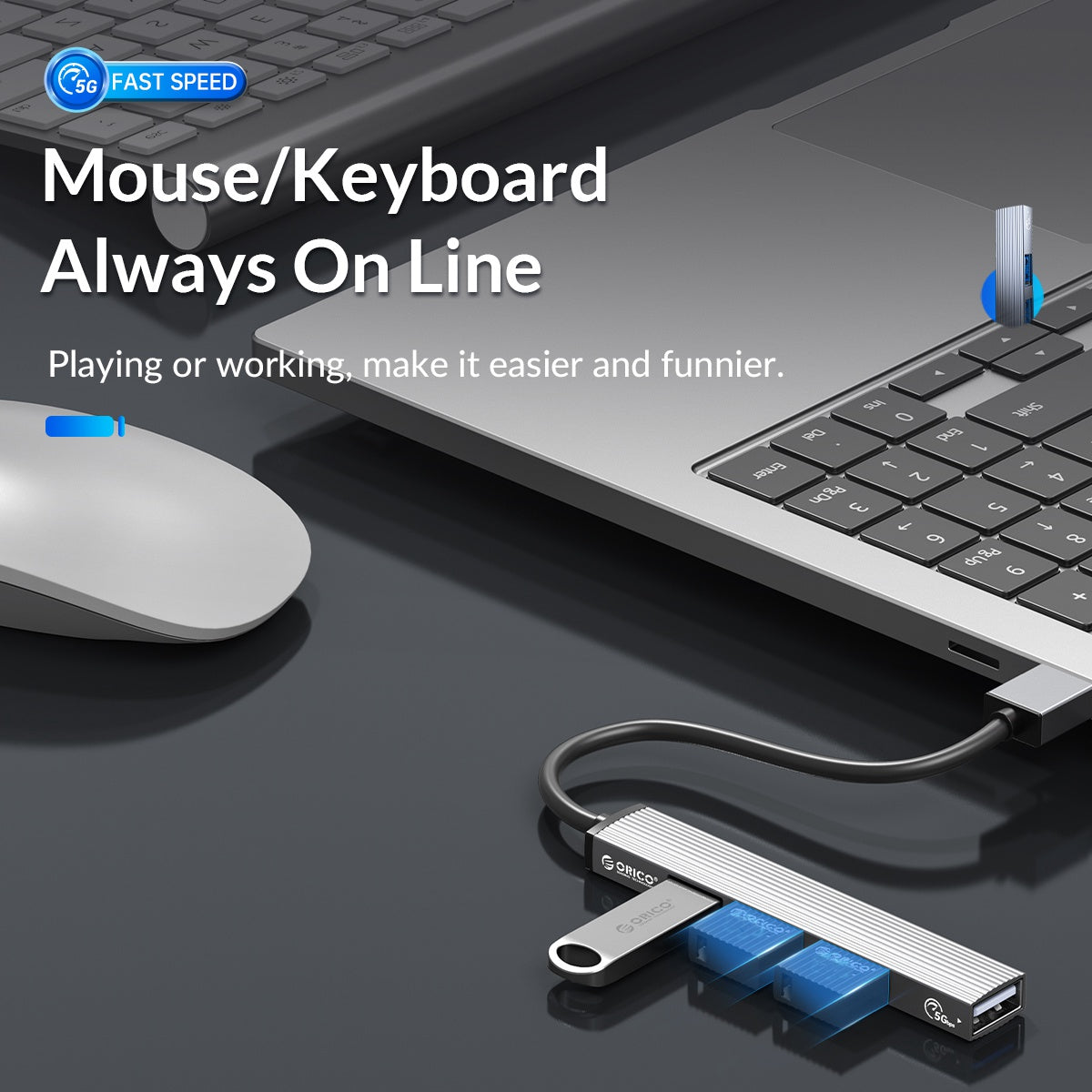 Uniqkart AH-A13 1*USB 3.0 + 3*USB 2.0 HUB 4 Port Aluminum Alloy USB Splitter for Macbook Pro PC Computer