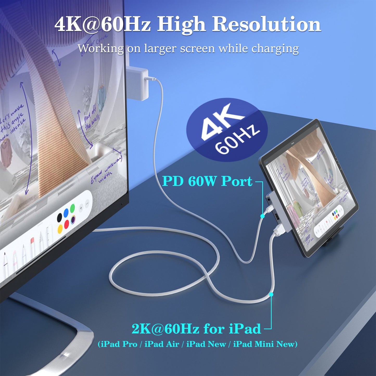 CHOETECH HUB-M13 4-in-1 USB-C to 3.5mm + Type-C + USB + HD Ports Hub Laptop Tablet Adapter
