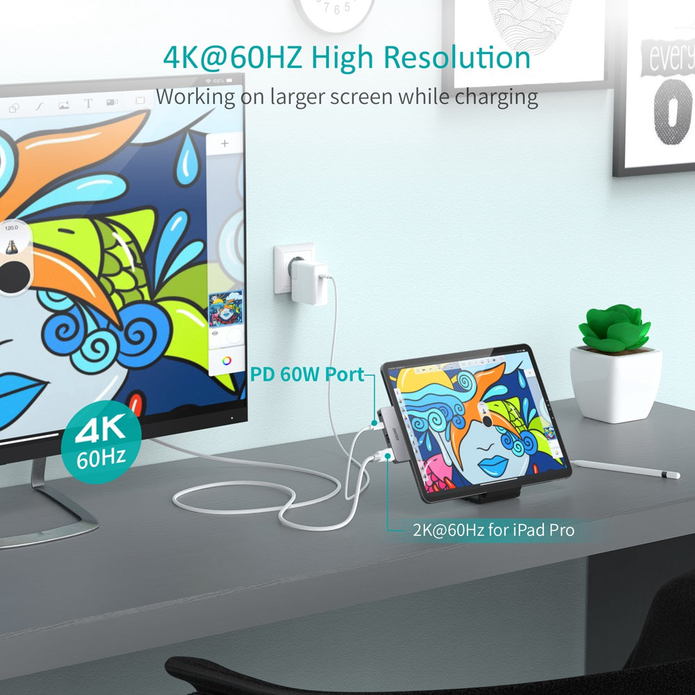 CHOETECH HUB-M13 4-in-1 USB-C to 3.5mm + Type-C + USB + HD Ports Hub Laptop Tablet Adapter