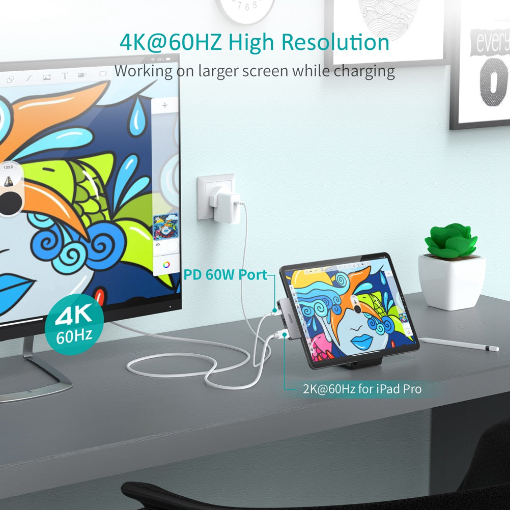 CHOETECH HUB-M13 4-in-1 USB-C to 3.5mm + Type-C + USB + HD Ports Hub Laptop Tablet Adapter