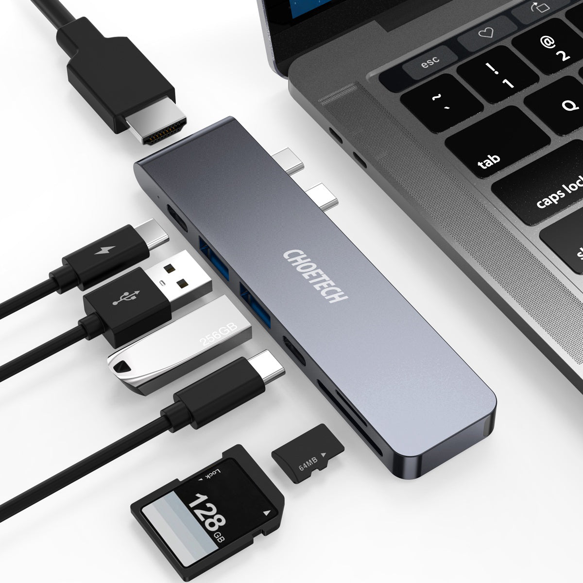 Choetech HUB-M14 for MacBook Air / Pro 7-in-1 USB-C Hub Type-C USB HD Port Adapter SD / TF Card Reader