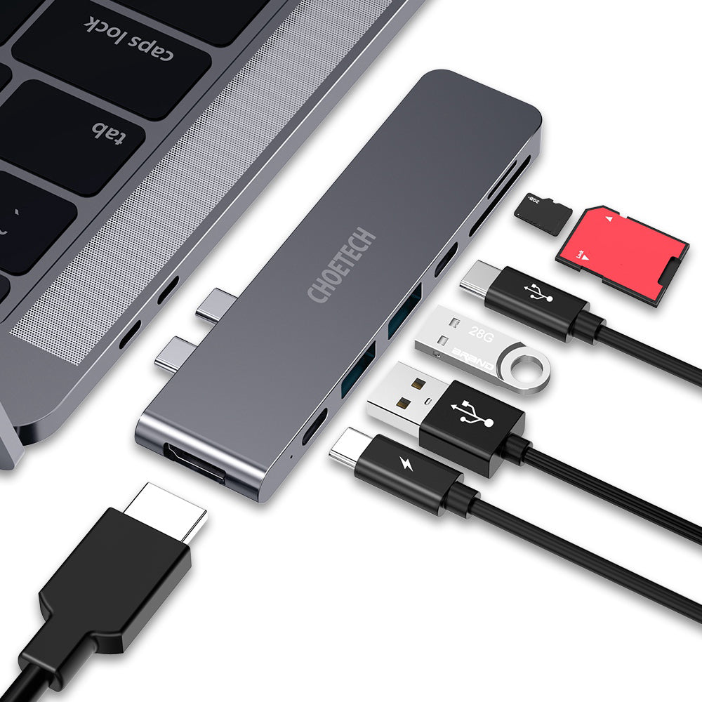 Choetech HUB-M14 for MacBook Air / Pro 7-in-1 USB-C Hub Type-C USB HD Port Adapter SD / TF Card Reader